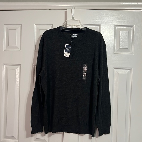 Club Room Mens Solid Crew Neck Merino Wool Blend Sweater Black Size Medium